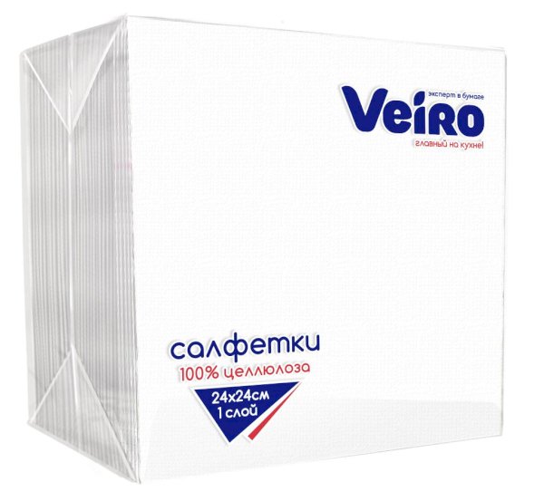 VEIRO салфетки белые 100шт. 24*24см 1 слой