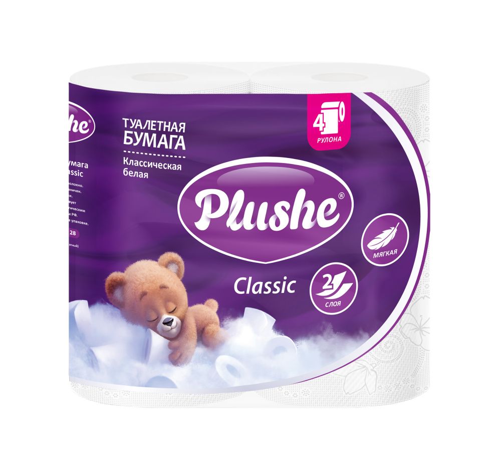 Туал.бумага Plushe классик белая 4рулона 2слоя