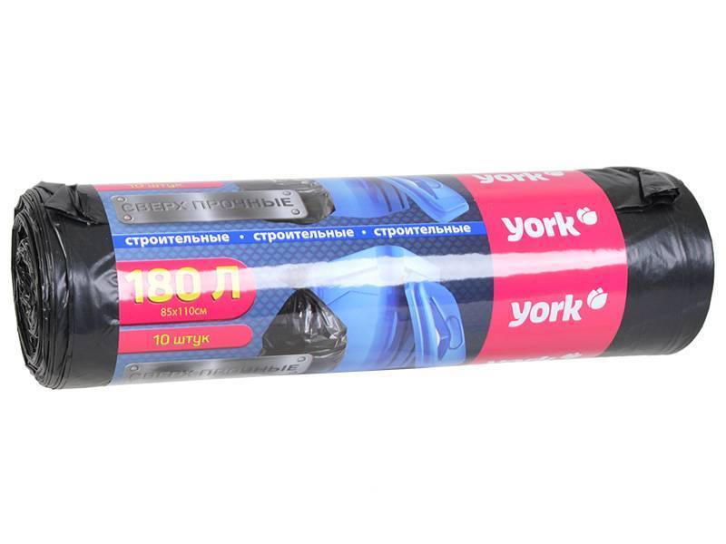 Мешки для мусора с тесьмой YORK 180л 10шт/арт 902220