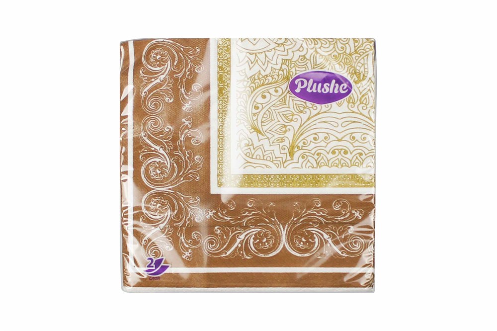 PLUSHE салфетки 2 сл.20л коричневые 33*33см.